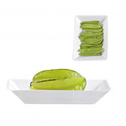 Assiette rectangulaire blanche en pulpe "Eco-Design" Par 50 unités L: 17 cm x l: 13 cm x H: 2,8 cm x P: 14,2 g