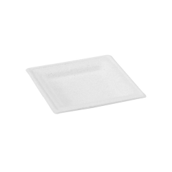 Assiette carrée blanche en pulpe Par 50 unités L: 16 cm x l: 16 cm x P: 12,24 g