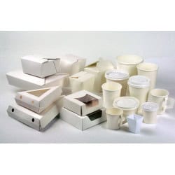 Boîte repas carton blanc Par 40 unités L: 21,5 cm x l: 16 cm x H: 9 cm x P: 53 g