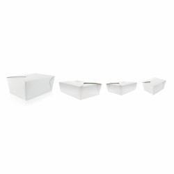 Boîte repas carton blanc Par 40 unités L: 21,5 cm x l: 16 cm x H: 9 cm x P: 53 g