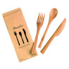 Kit couverts bambou 3/1: couteau fourchette petite cuillère, emballage transparent Par 50 unités H: 16 cm x P: 18 g