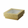 Boîte "Kray" carrée carton brun avec couvercle à fenêtre Par 25 unités L: 11,5 cm x l: 11,5 cm x H: 4 cm x P: 10,9 g