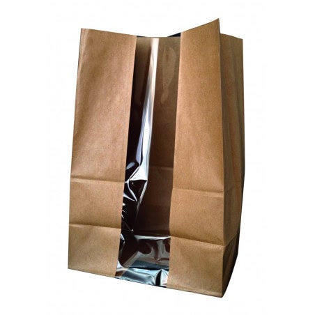 Sac SOS papier kraft brun avec fenêtre Par 125 unités L: 18 cm x l: 11 cm x H: 26,5 cm x P: 13,29 g