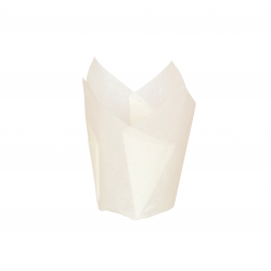 Caissette de cuisson forme tulipe en papier blanc siliconé Par 120 unités L: 15 cm x l: 15 cm x H: 8 cm x P: 0,89 g