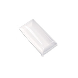 Assiette rectangulaire blanche en pulpe "BioNChic" Par 100 unités L: 18 cm x l: 9 cm x P: 10 g