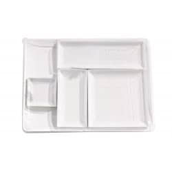 Assiette rectangulaire blanche en pulpe "BioNChic" Par 100 unités L: 18 cm x l: 9 cm x P: 10 g