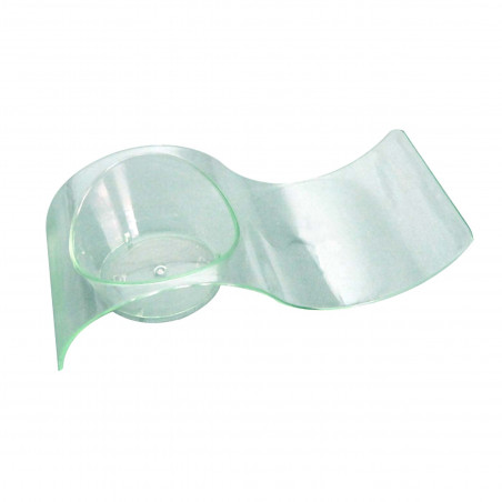 Assiette vague plastique PS vert transparente “Gizmo“ Par 50 unités L: 10 cm x l: 4 cm x H: 2,4 cm x P: 7,5 g
