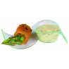 Assiette vague plastique PS vert transparente “Gizmo“ Par 50 unités L: 10 cm x l: 4 cm x H: 2,4 cm x P: 7,5 g