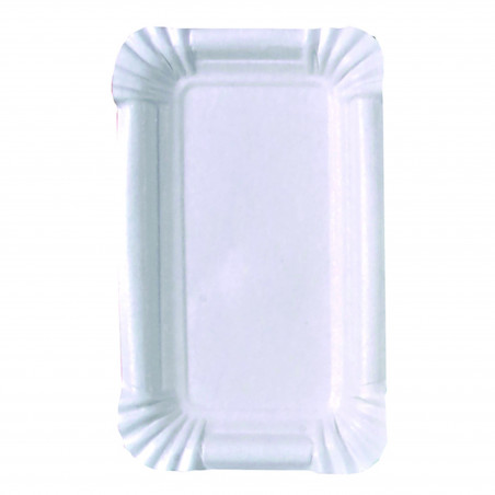 Assiette rectangulaire en carton recyclé blanc Par 250 unités L: 15 cm x l: 9 cm x P: 3,53 g