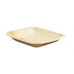 Assiette carrée angles droits en palmier Par 6 unités L: 16,5 cm x l: 16,5 cm x H: 3 cm x P: 36,67 g