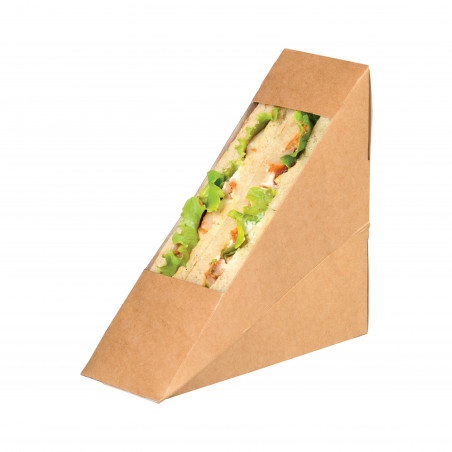 Triangle sandwich kraft simple à fenêtre Par 50 unités L: 5,2 cm x l: 12,3 cm x H: 12,3 cm x P: 13 g