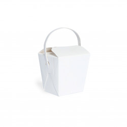 Mini boîte carré blanc avec anse Par 50 unités L: 6,5 cm x l: 7,1 cm x H: 7 cm x P: 10 g