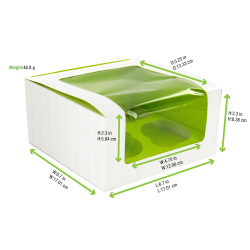 Boîte Carton Cup Cake Avec Insert Vert (Pour 4 Pcs) Par 100 unités L: 17 cm l: 17 cm H: 8,5 cm