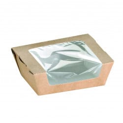 Boîte Salade Carton Kraft Brun À Fenêtre Par 250 unités L: 12 cm l: 10 cm H: 4 cm