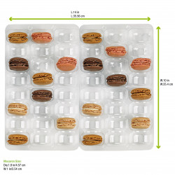 Insert Plastique Pet Transparent 48 (6X8) Macarons Avec Fermeture Clipsable Par 100 unités L: 35,5 cm l: 25 cm H: 2,3 cm