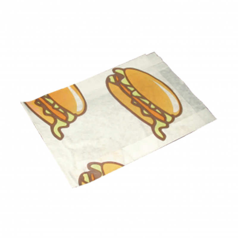 Sac papier ingraissable décor burger 14 x 5 x 22 cm - 1000 unités