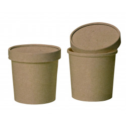Pot Carton Kraft Brun Chaud Et Froid Par 50 unités L: 9,7 cm l: 7,5 cm H: 9,8 cm