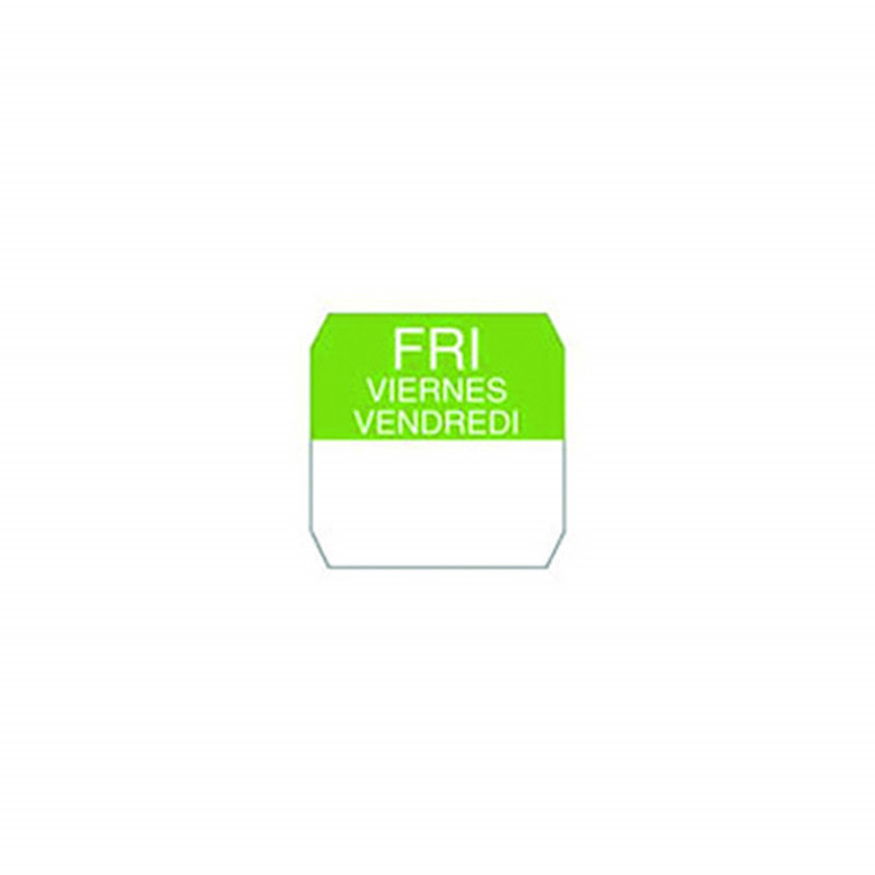 Rouleau étiquette verte vendredi 2,5 x 2,5 cm - 1000 unités