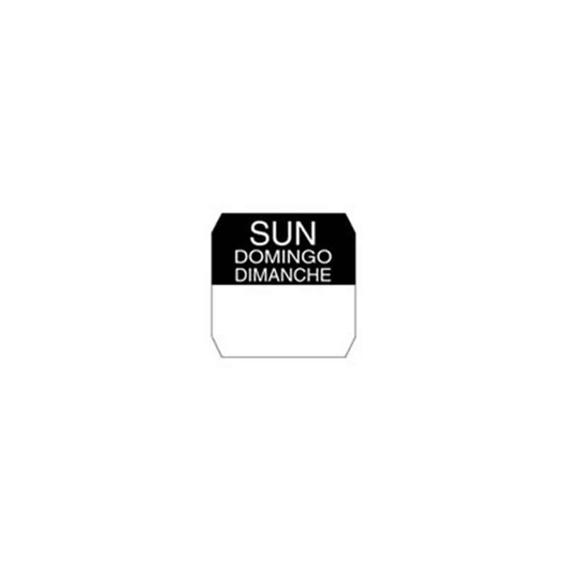 Rouleau étiquette soluble noire dimanche 2,5 x 2,5 cm - 1000 unités