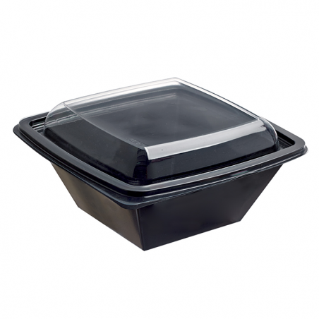 Saladier Pet Carré Noir Par 100 unités L: 16 cm l: 16 cm H: 7 cm