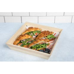 Plateau Repas Bois Carré "Noa" Par 10 unités L: 37,5 cm l: 37,5 cm H: 7,4 cm
