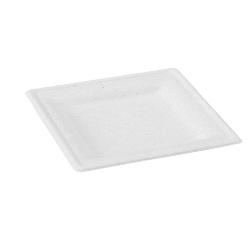 Assiette Pulpe Carrée Blanche Par 24 unités L: 20 cm l: 20 cm H: 1,2 cm