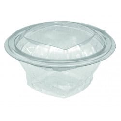 Petit saladier jetable rond avec couvercle en plastique transparent,  contenance 250 ml, emballages pour saladerie.