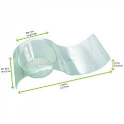 Assiette vague plastique PS vert transparente “Gizmo“ Par 50 unités L: 10 cm x l: 4 cm x H: 2,4 cm x P: 7,5 g