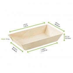 Barquette en bois rectangulaire 15,5 cm