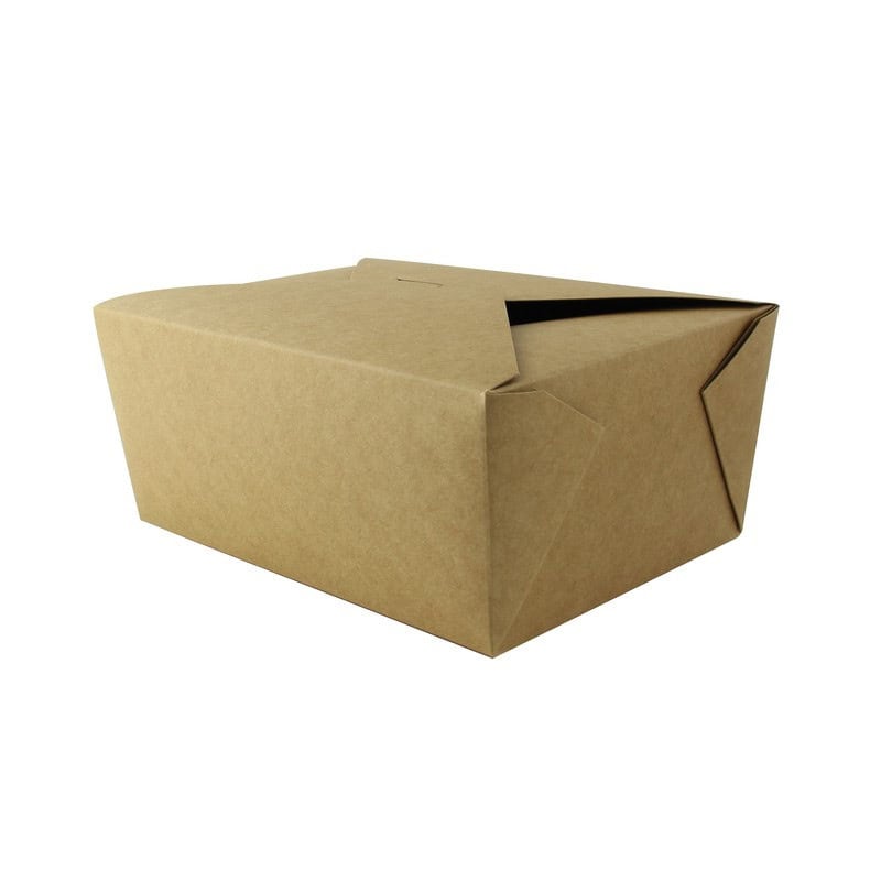 Boîte repas carton kraft laminé 1300ml  H60mm x 50 unités