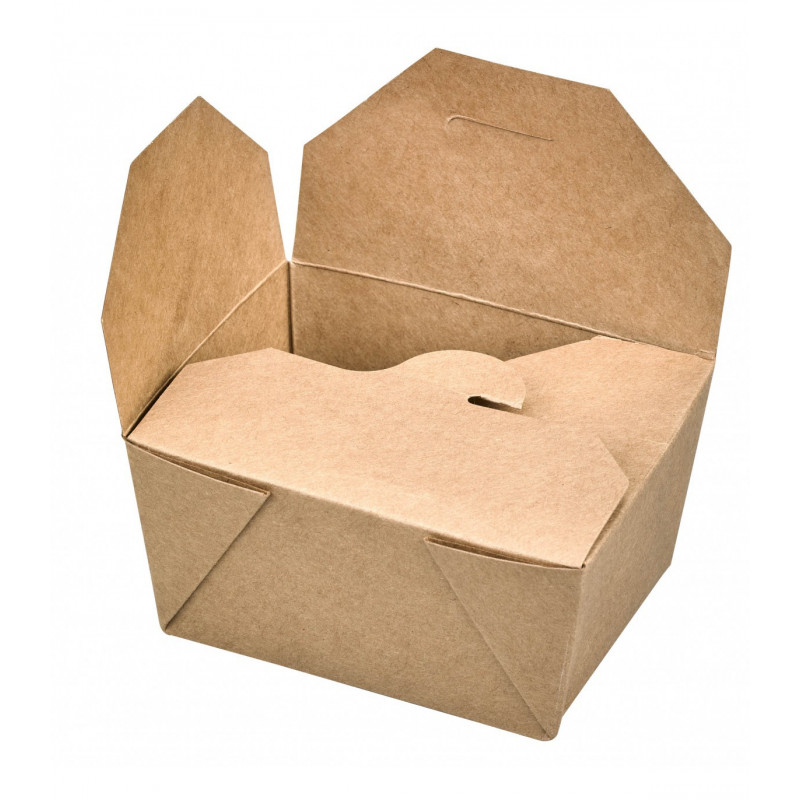 Boîte repas carton kraft laminé PE 780 ml 13 x 10,5 x 6,5 cm - 50 unités
