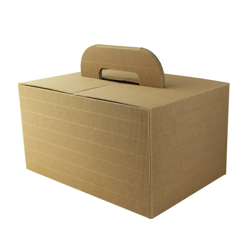 Boîte carton kraft avec poignées "Lunchgo" 32,5 x 22,5 x 17,5 cm - 20 unités