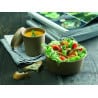 Saladier rond en carton kraft avec couvercle plastique PP "Buckaty" 1200ml  Diam:18,5 cm 18,5x16,1x6,5 cm x 25 unités