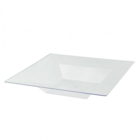 Assiette creuse transparente carrée en plastique dur