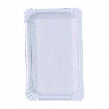Assiette rectangulaire carton blanche 16 x 10,5 cm x 100 unités