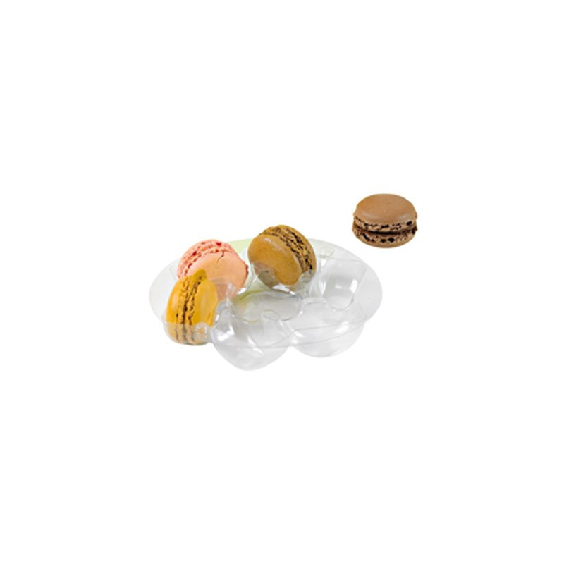 Insert plastique PET transparent rond pour 7 macarons avec fermeture clipsable 13 x 2 cm - 25 unités