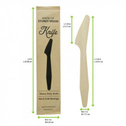 "Hercule" Couteau bois emballé individuellement 18,5cm - 50 unités