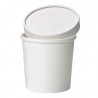 Pot carton blanc chaud et froid avec couvercle carton 470ml 9,7x7,5x10cm - 25 unités