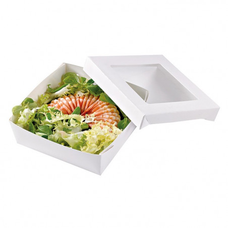 Boîte blanche 13,5 cm avec fenêtre pour plat cuisiné