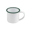 enamel mini mug acier emaillé blanche /bord vert 90ml - diam.50mm h50mm x 12pcs