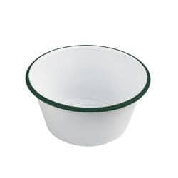 Enamel bol profond bords droits acier emaillé blanche /bord vert  1500ml - diam.180mm h90mm x 12pcs
