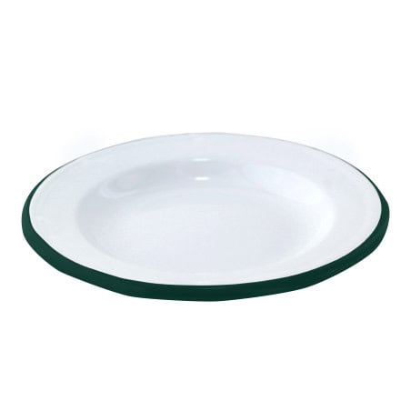 Enamel assiette acier emaillé blanche /bord vert- diam.160mm x 12pcs Enamel assiette acier emaillé blanche /bord vert- diam.160mm x 12pcs