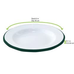 Enamel assiette acier emaillé blanche /bord vert- diam.160mm x 12pcs