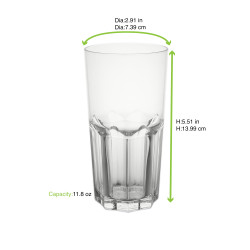 Verre a facette long drink copoly reutilisable transparent - 330ml x48pcs