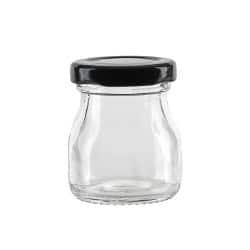 Pot à pudding en verre avec bouchon en fer noir -50ml x240pcs