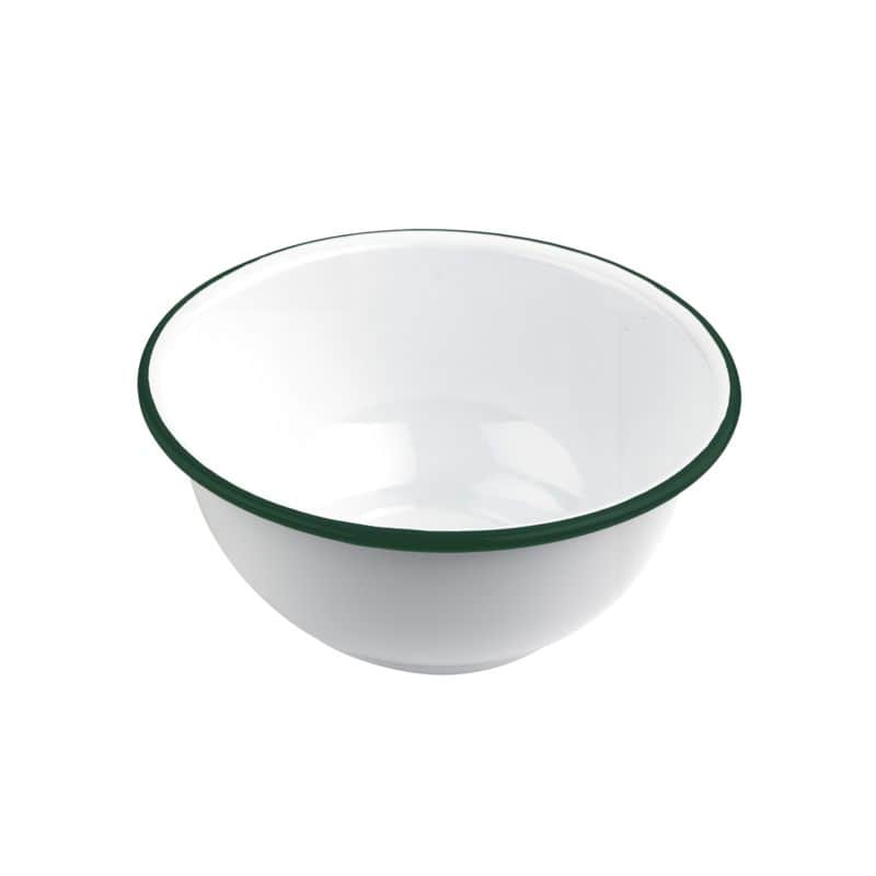 Enamel bol profond acier emaillé blanche /bord vert1000ml - diam.180mm h80mm x 12pcs
