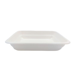 Barquette scellable pulpe laminÃ©e PLA "menu" 1-compartiment  - 22,7 cm x 17,8 cm x 4,5 cm