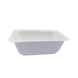 Barquette scellable pulpe laminÃ©e PLA  - 375 ml - 13,7 cm x 9,5 cm x 4,5 cm.