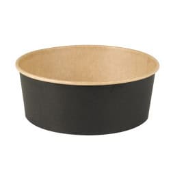 Saladier rond kraft noir  - 1300 ml - 18,5 cm x 16 cm x 7 cm.