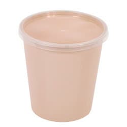 Bol Reemp pp beige avec  couvercle transparent  - 1000 ml - 12 cm x 12 cm x 12,5 cm.